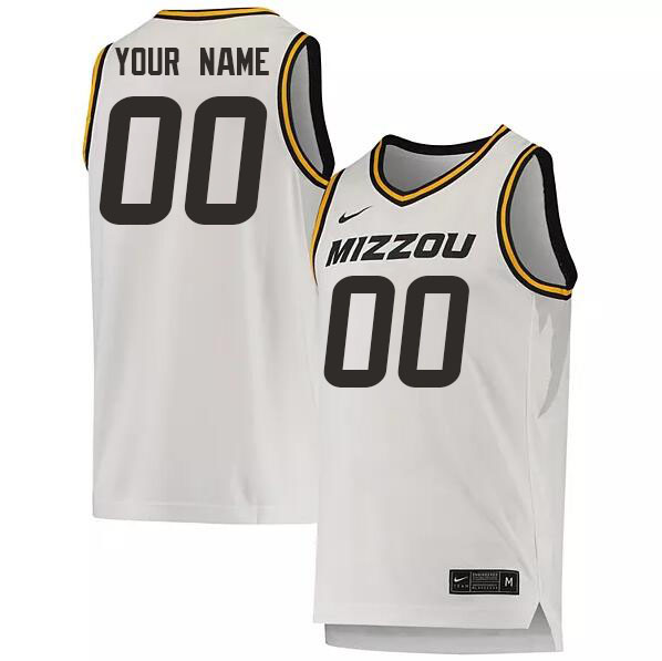 Custom Missouri Tigers Name And Number College Basketball Jerseys Stitched-White
